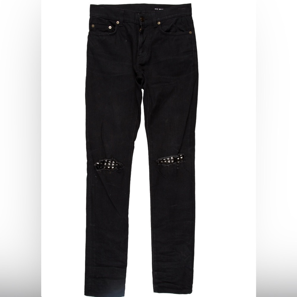 Saint Laurent Black Jeans with Studded Knees
